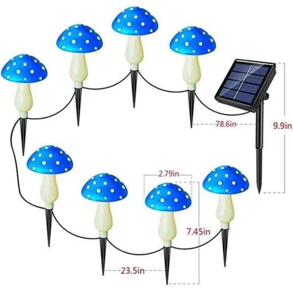 8-Pack Blue Solar Mushroom Garden Lights - Waterproof - Mushroom Lamp Decor - Picture 5 of 5